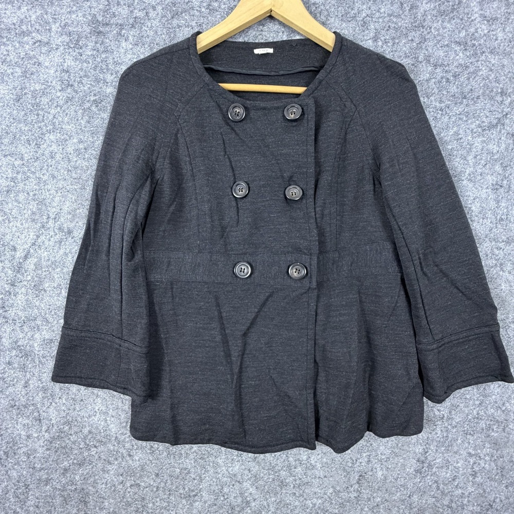 J.Crew Babydoll Jacket Womens Medium‎ Charcoal Gray Wool Double Breasted Classic